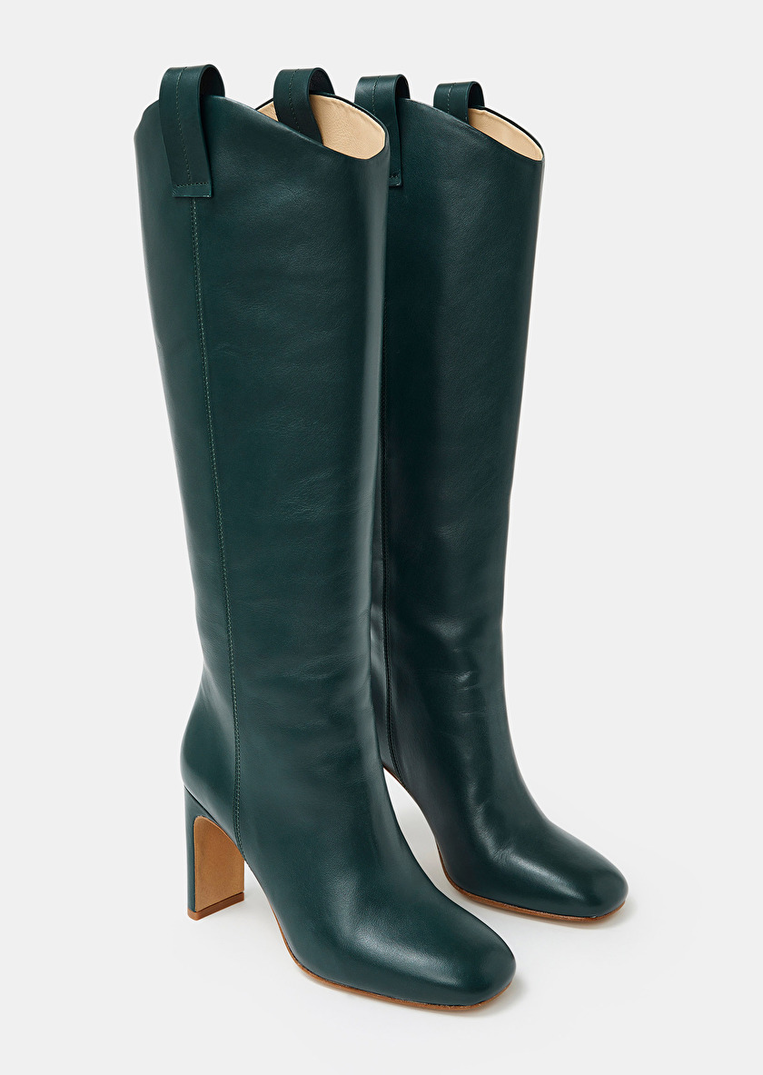 Khloe ботинки из кожи в изумрудном цвете