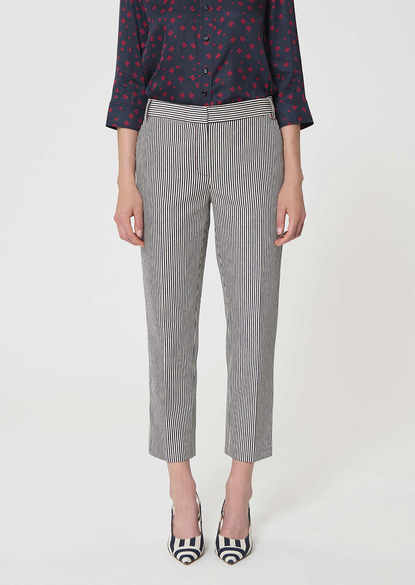 Pipo брюки из хлопка в цвете экрю с узором в полоску