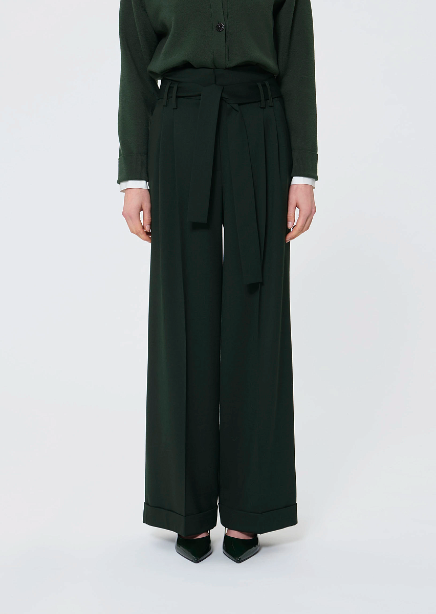 Pia темно-зеленые брюки из смесовой шерсти