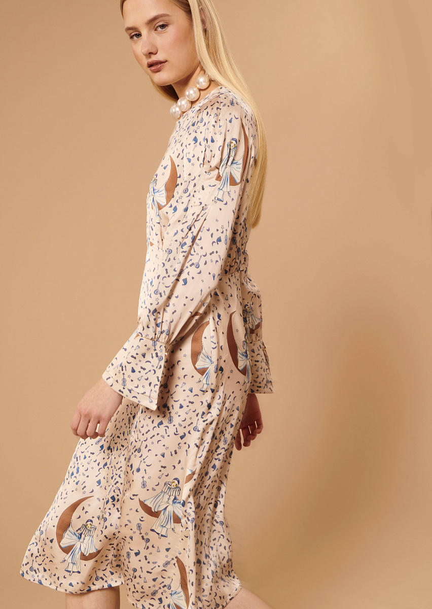 Rana бежевое платье с принтом Rana бежевое платье с принтом