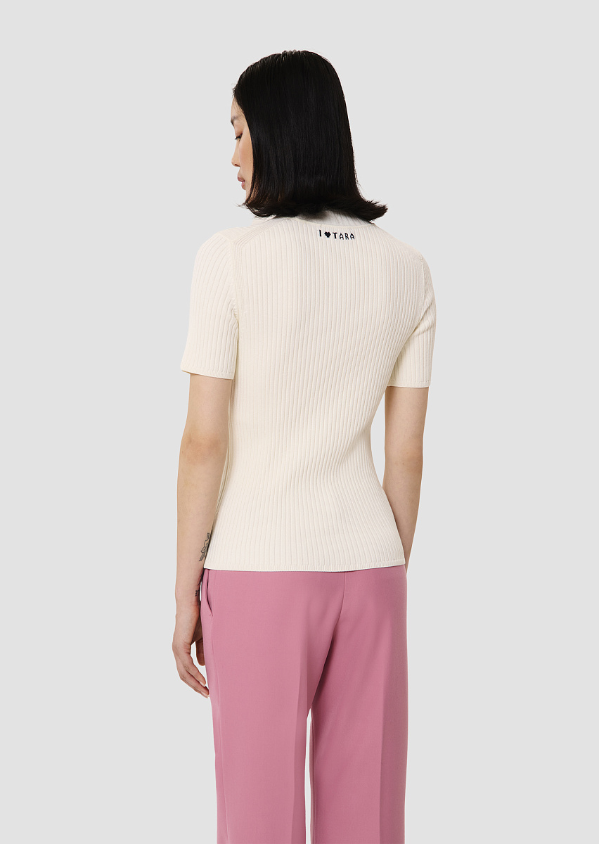 Джемпер Perla из трикотажа в рубчик цвета экрю Джемпер Perla из трикотажа в рубчик цвета экрю