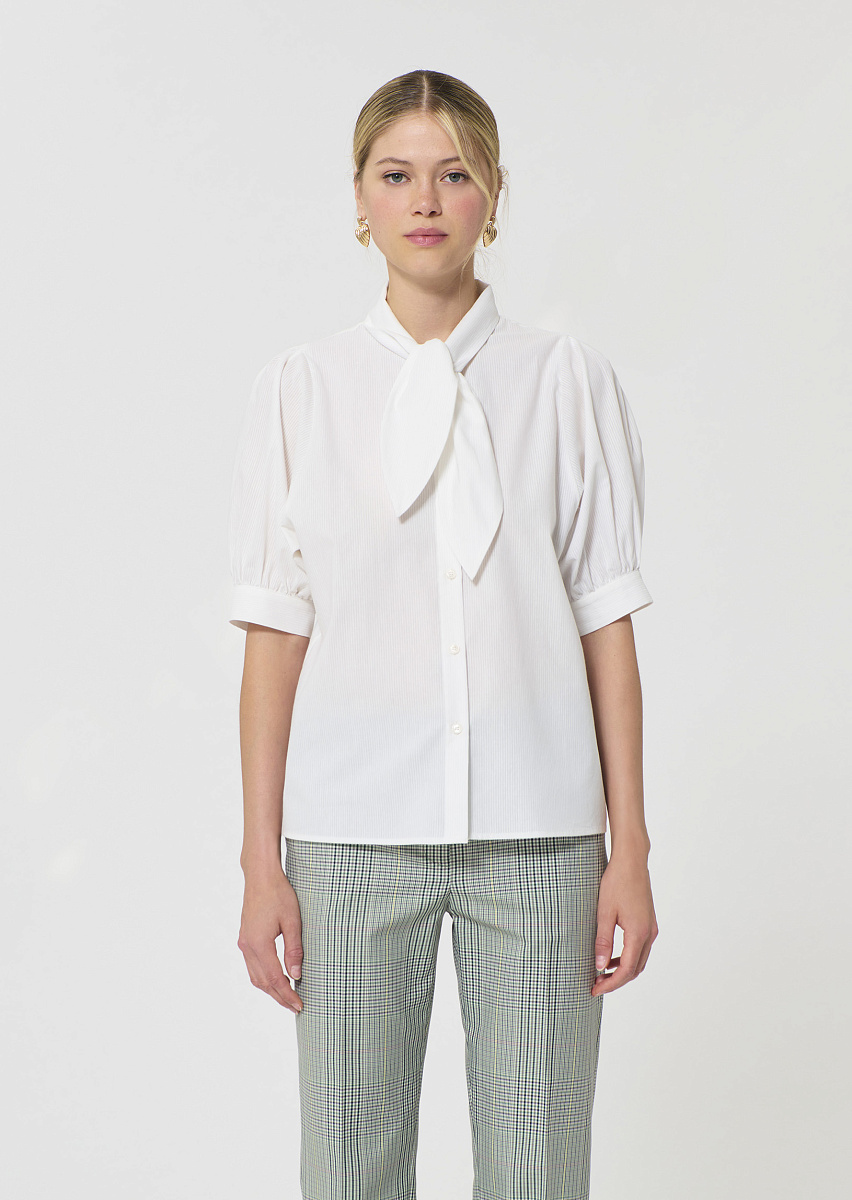 Candyce блуза из ребристого хлопка в цвете экрю