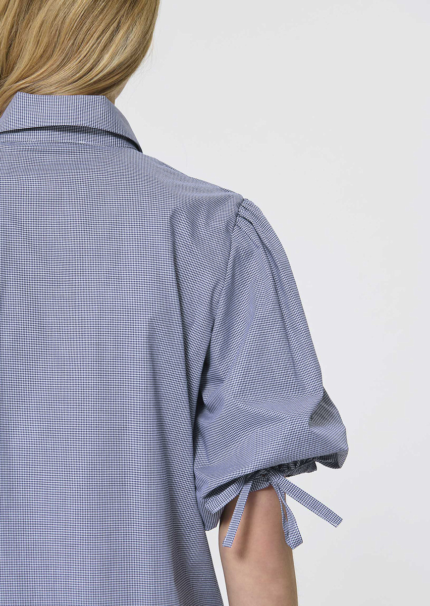 Caly темно-синяя блуза с клетчатым принтом Caly темно-синяя блуза с клетчатым принтом