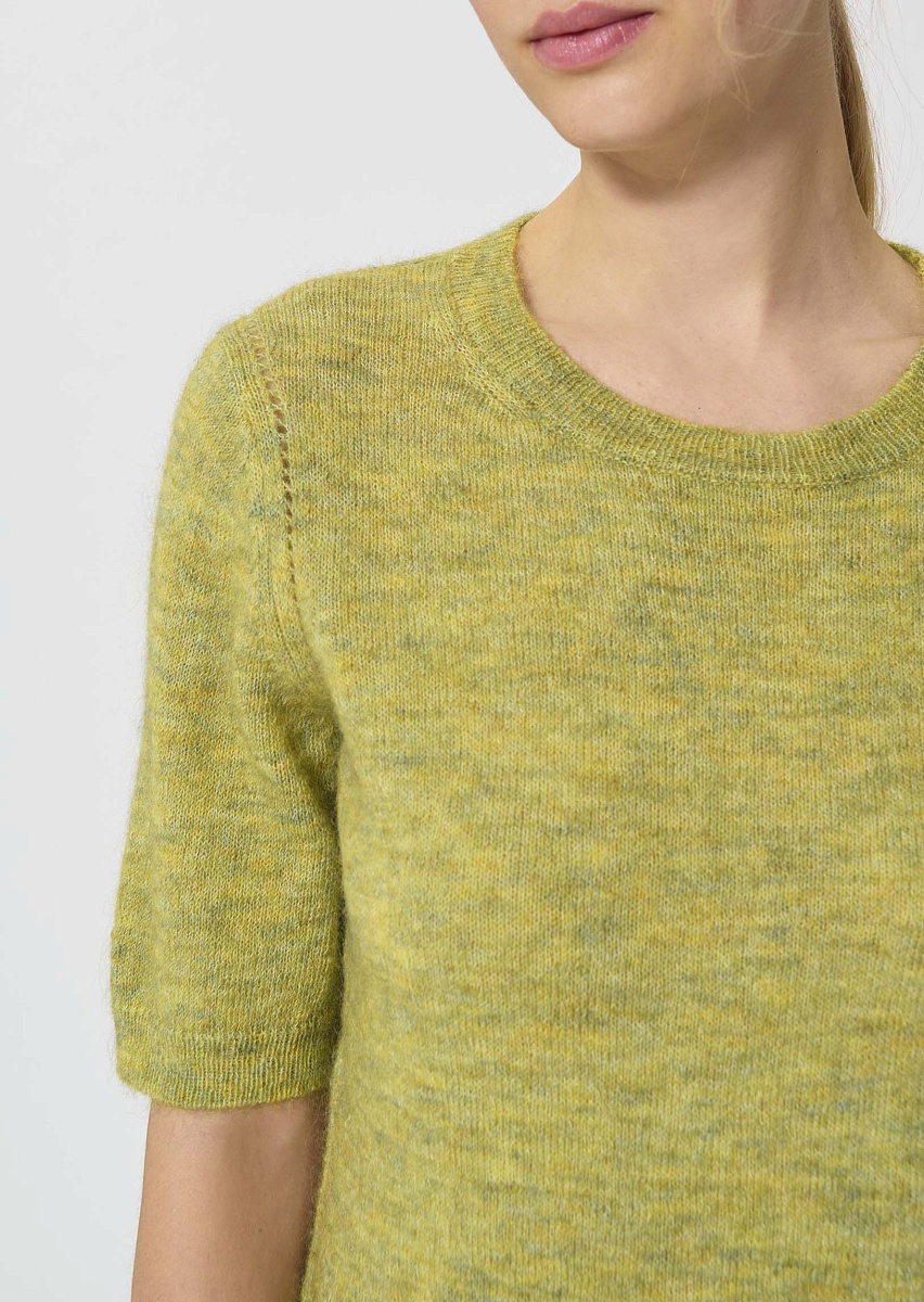 Ponzo легкий мохеровый свитер зеленого цвета с эффектом меланж
