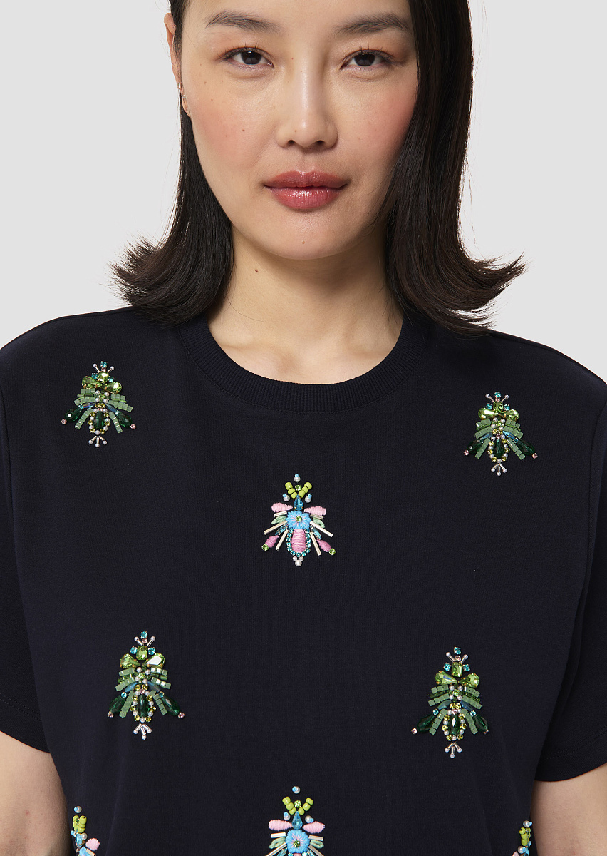 Tarabee темно-синяя футболка из джерси с вышивкой