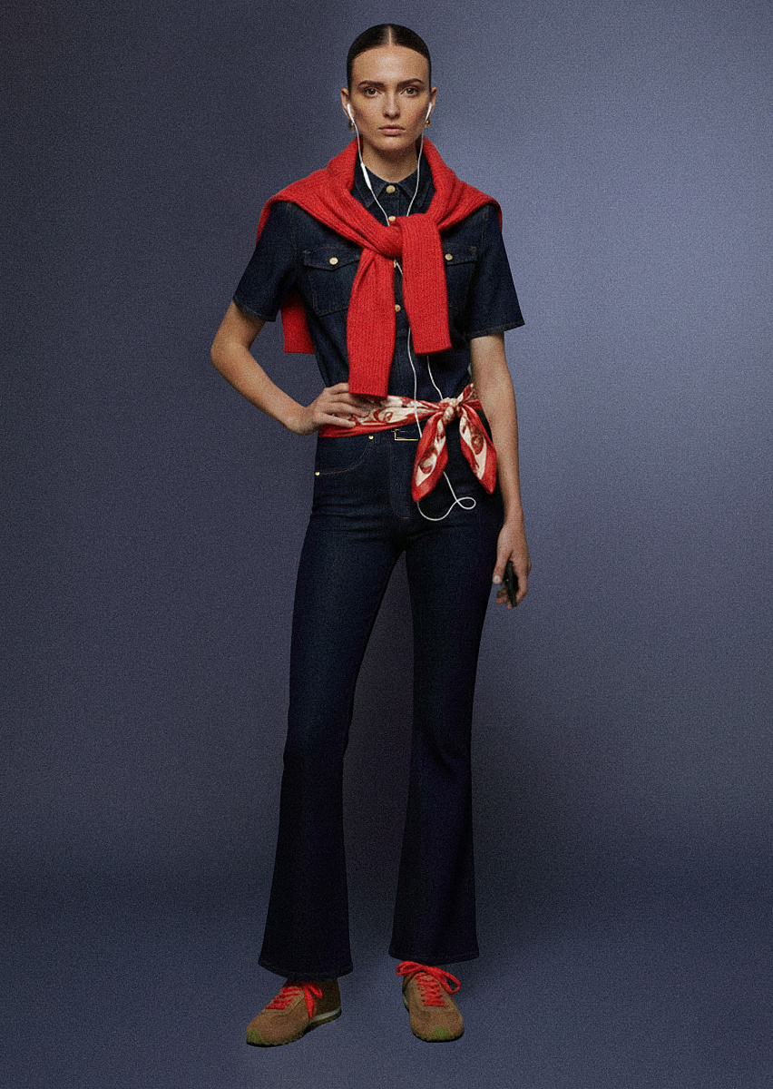 Jerome темно-синие брюки из денима с контрастной строчкой