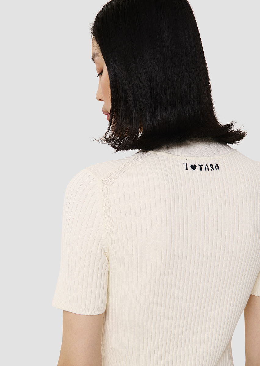 Джемпер Perla из трикотажа в рубчик цвета экрю Джемпер Perla из трикотажа в рубчик цвета экрю