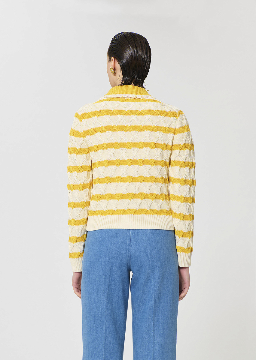 Paolina желтый пуловер из хлопка в полоску Paolina желтый пуловер из хлопка в полоску