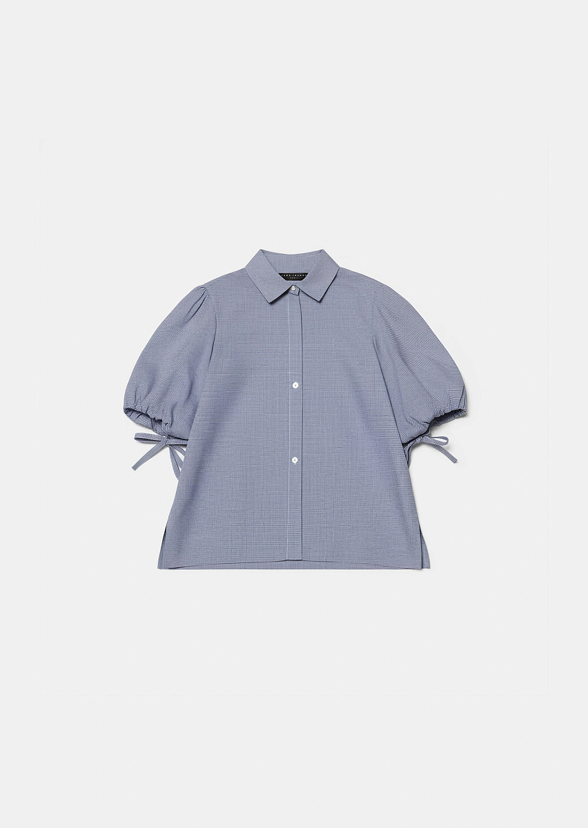 Caly темно-синяя блуза с клетчатым принтом