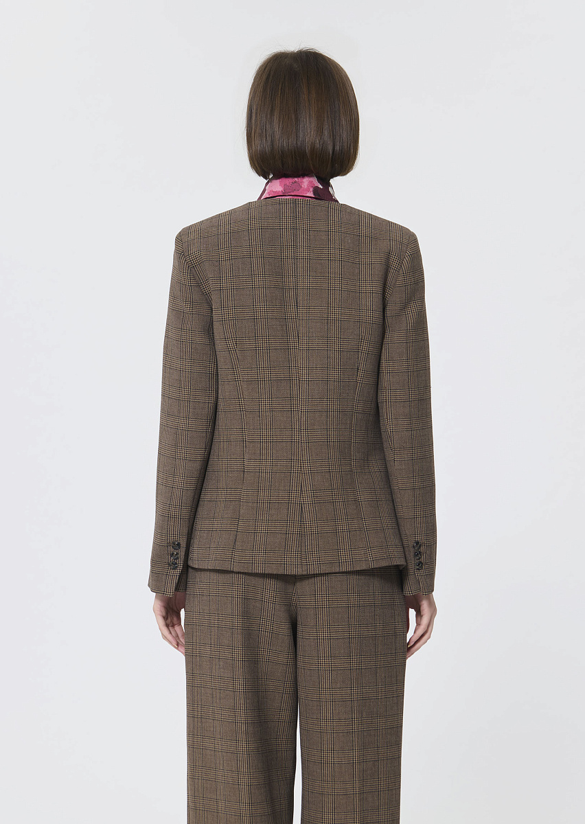 Vittoria серо-коричневый жакет в клетку