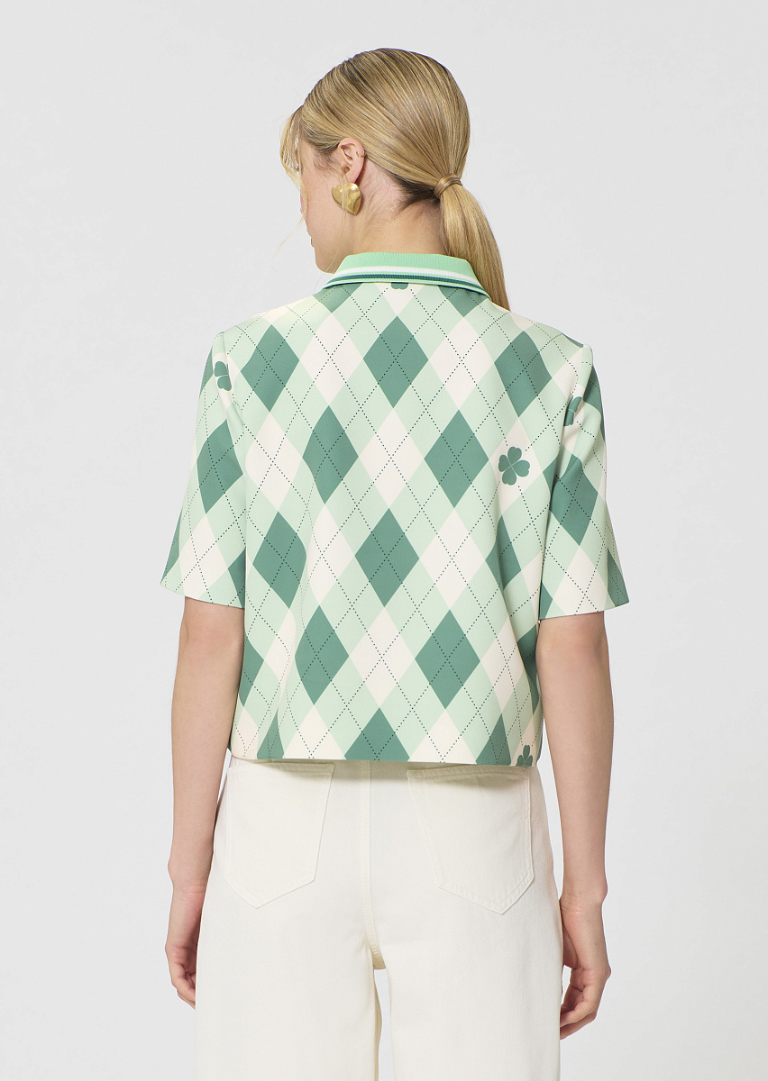Tiago зеленый топ с ромбовидным принтом