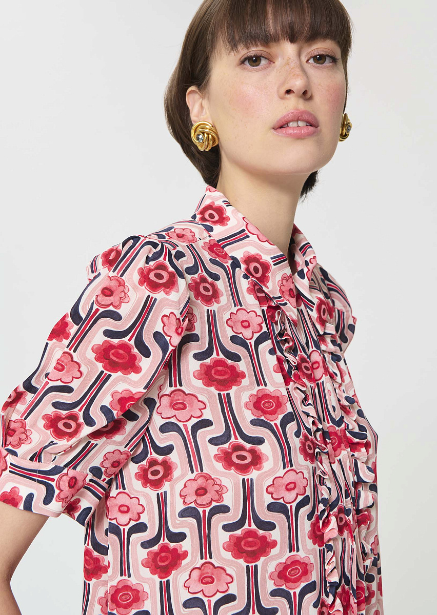 Theodora нежно-розовый топ с ретро-принтом