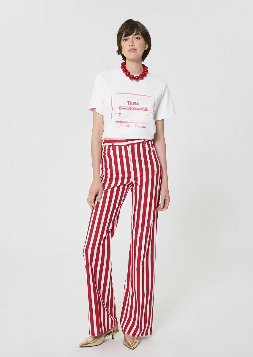 Tarabow белая футболка из хлопка с принтом Tarabow белая футболка из хлопка с принтом