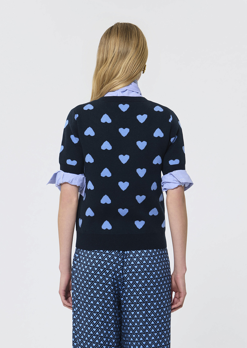 Polla темно-синий джемпер с узором в виде сердец