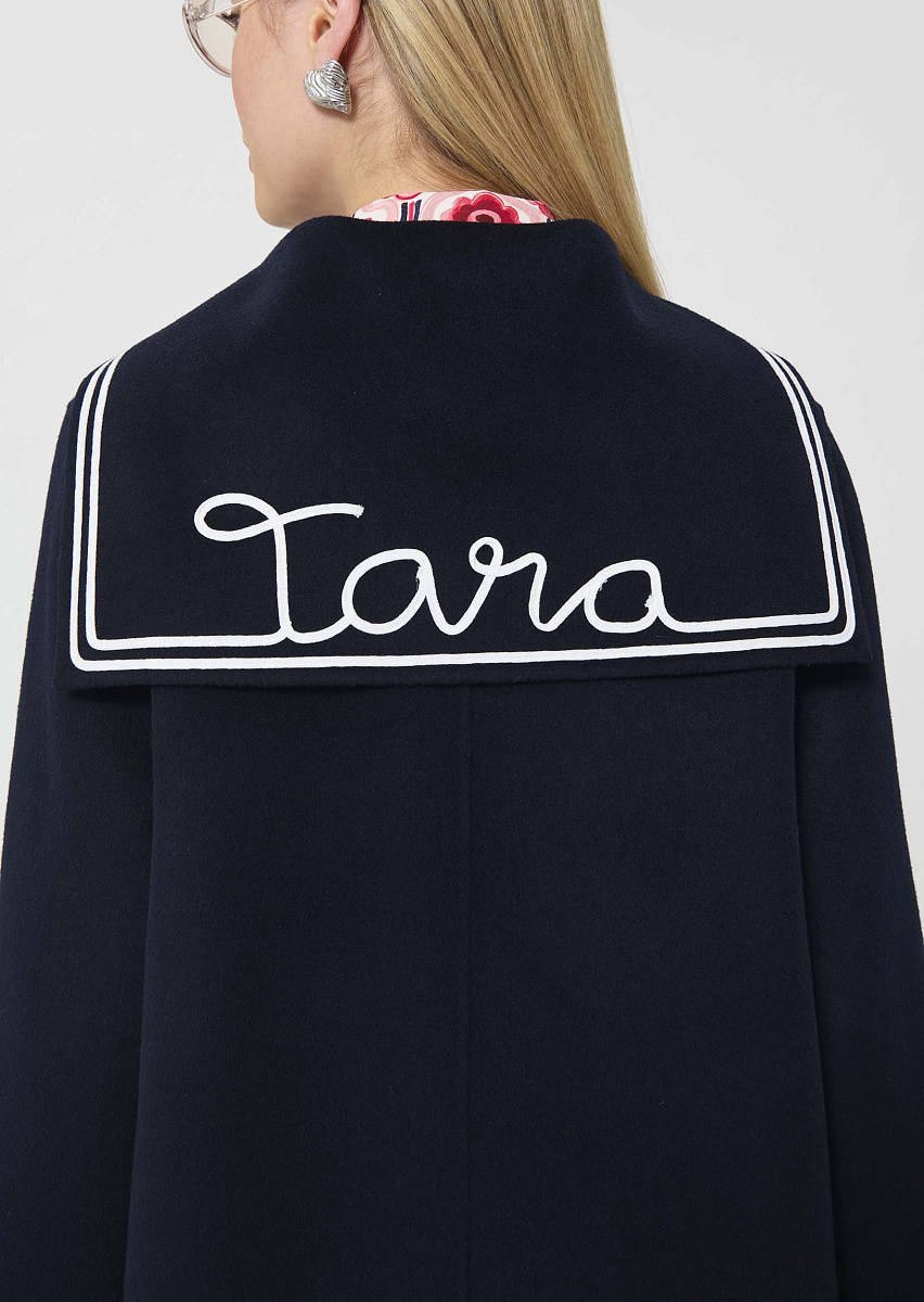 Melody полупальто темно-синего цвета из двусторонней шерсти