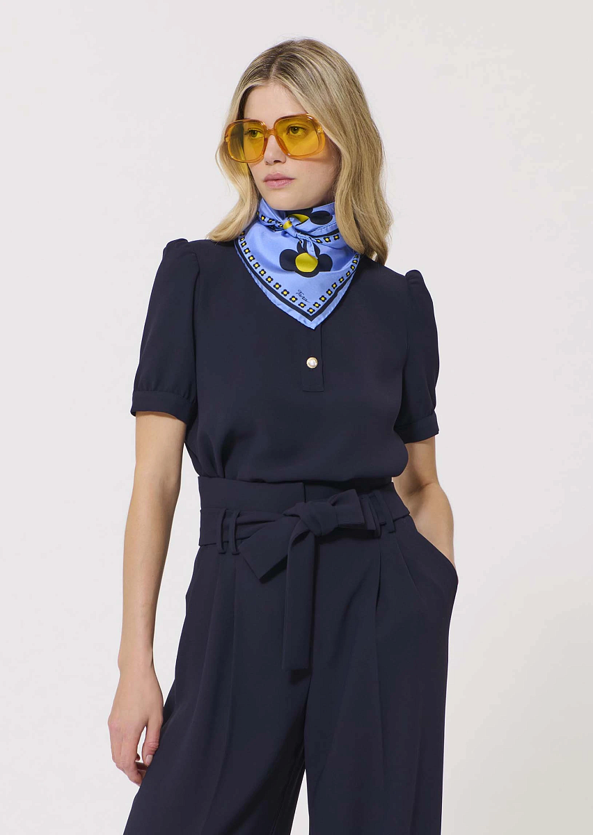 Eve небесно-голубой платок из шелка с принтом