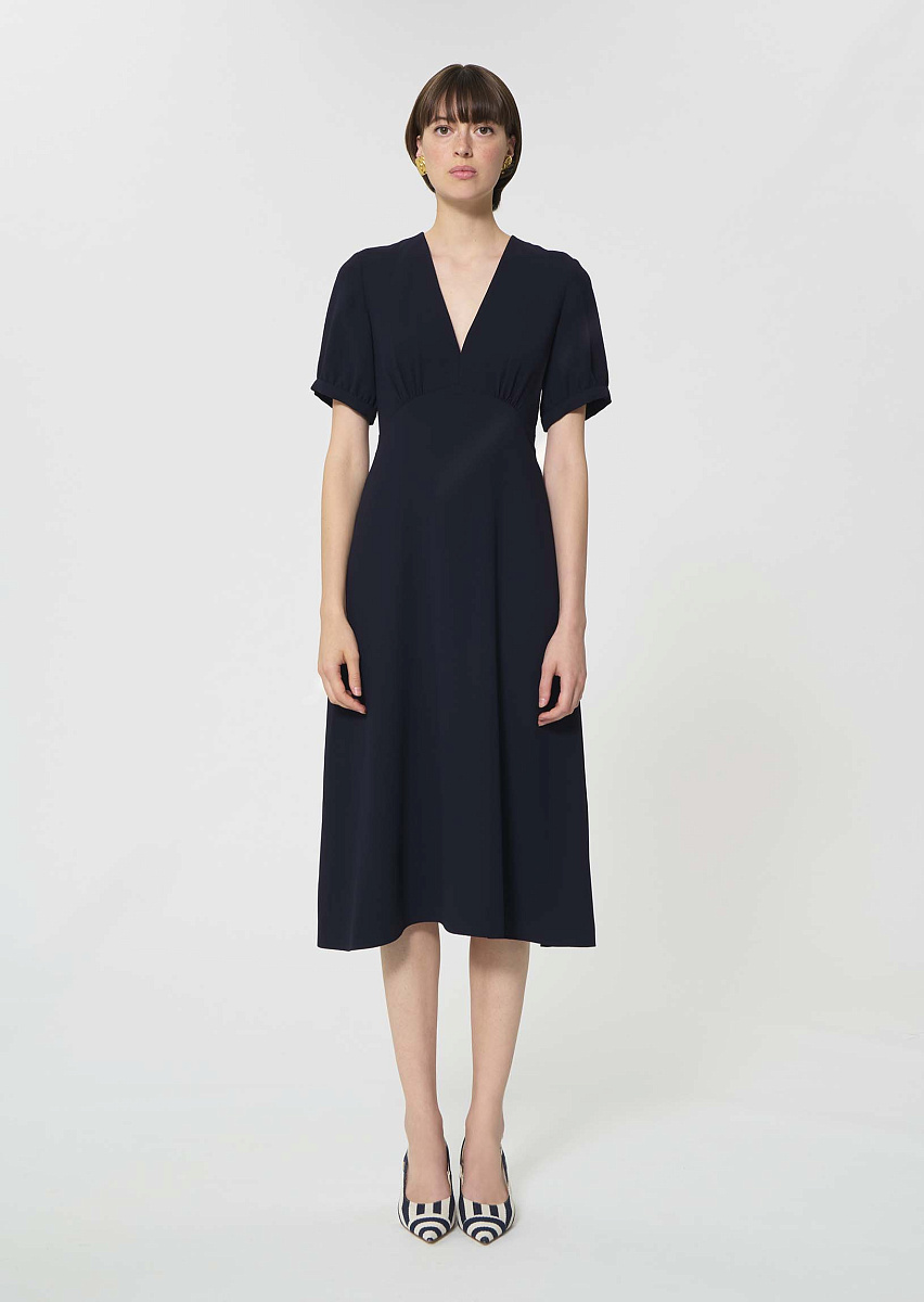 Robbie темно-синее платье из струящегося крепа