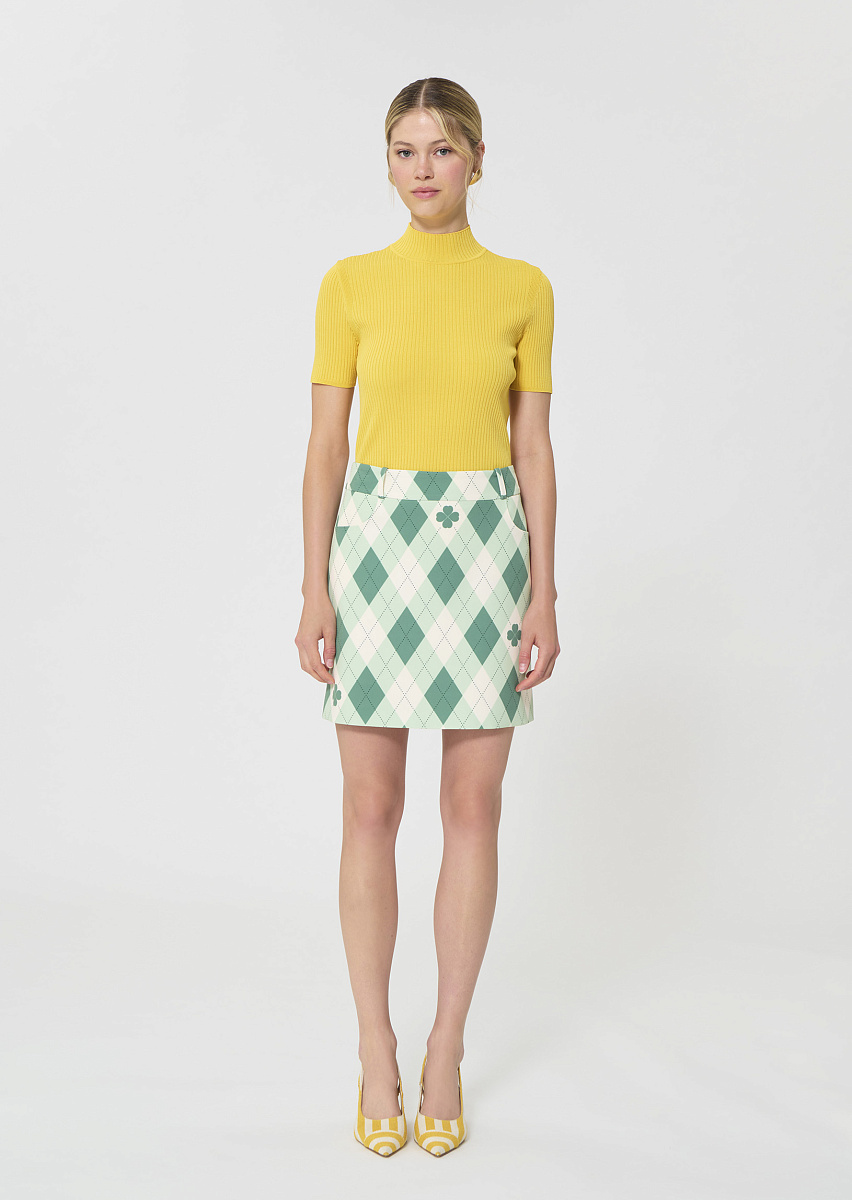 Janice зеленая юбка с ромбовидным принтом
