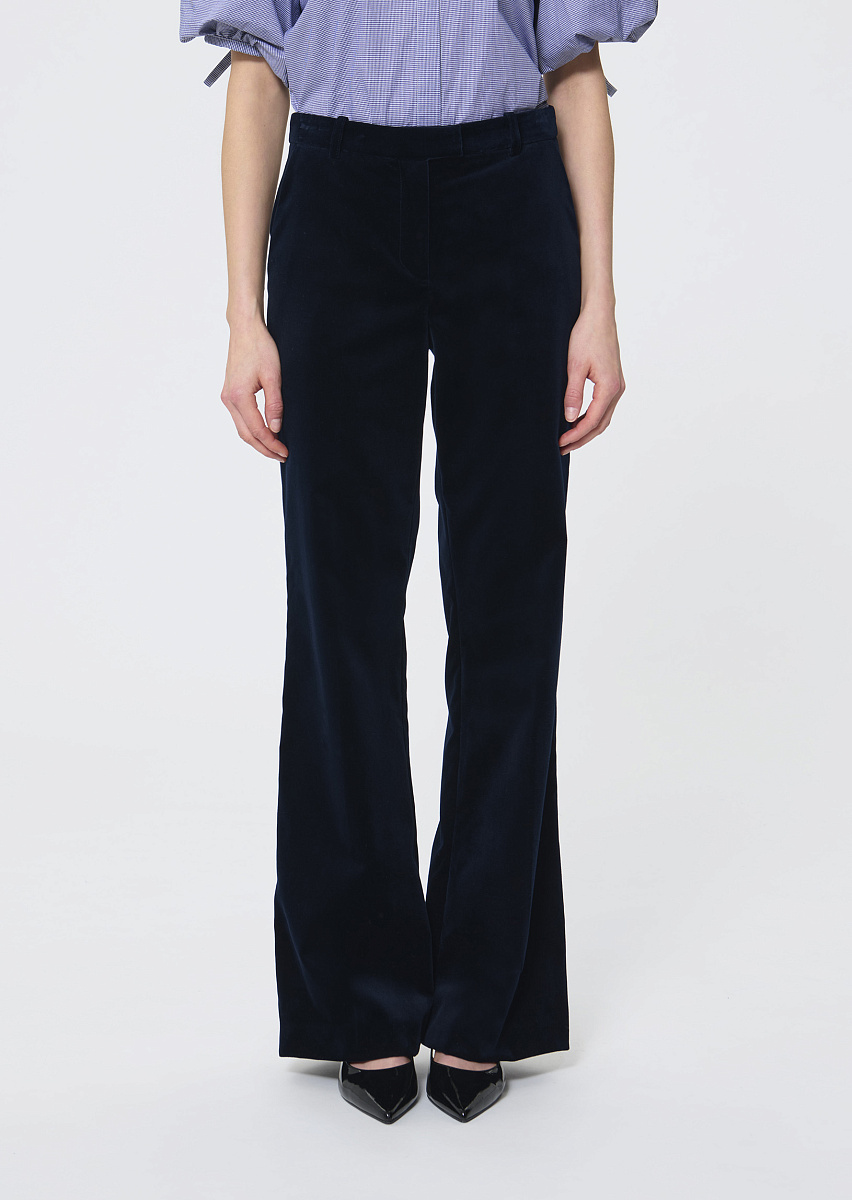 Pitt прямые темно-синие брюки из бархата