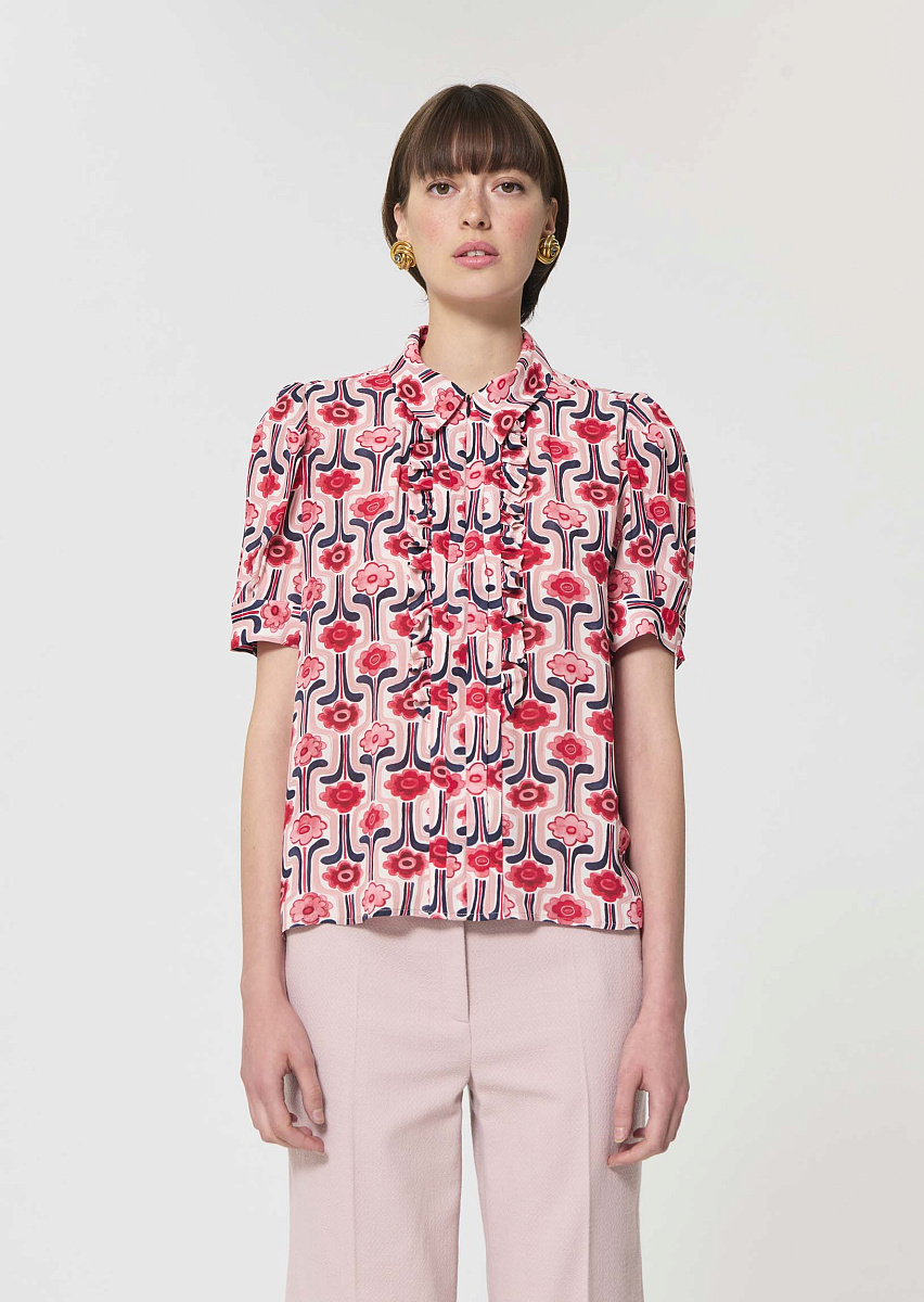 Theodora нежно-розовый топ с ретро-принтом Theodora нежно-розовый топ с ретро-принтом