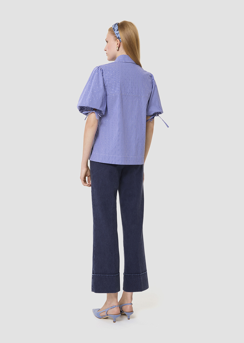 Синяя рубашка Caly с полосками и стразами