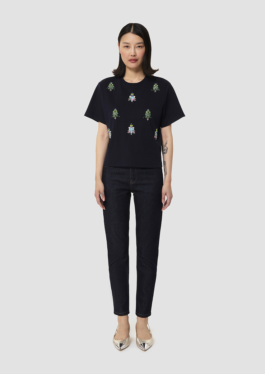 Tarabee темно-синяя футболка из джерси с вышивкой