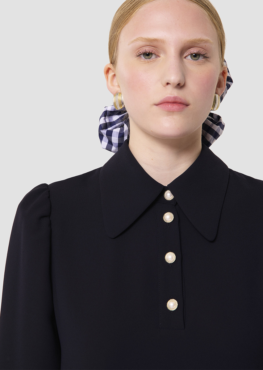 Платье из крепа темно-синего цвета Rolfo