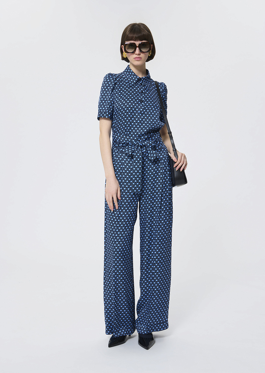 Pia темно-синие брюки с узором в виде сердец