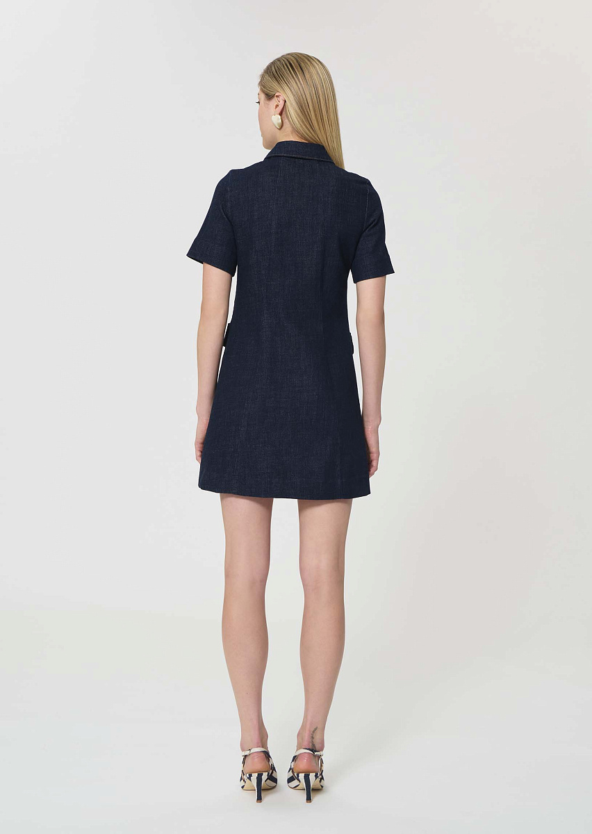 Roanne темно-синее платье из денима с контрастной строчкой