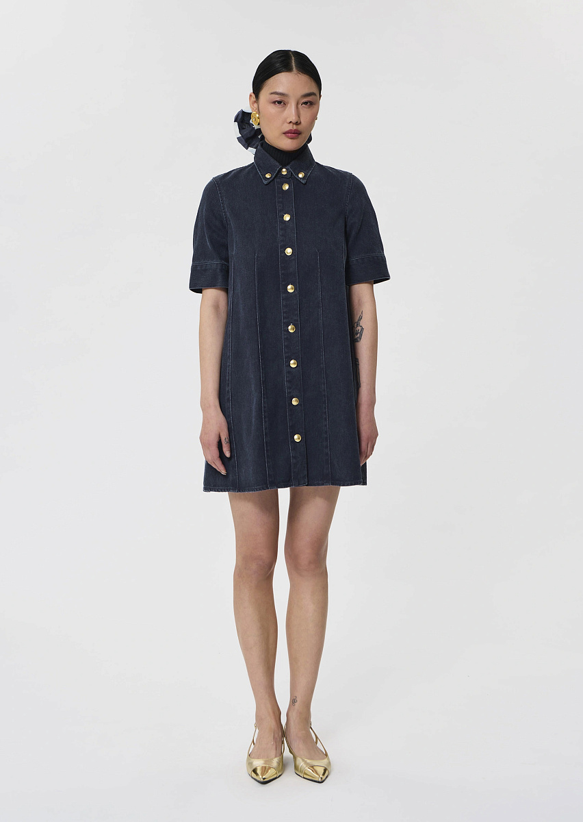 Платье из хлопка темно-синего цвета Riva