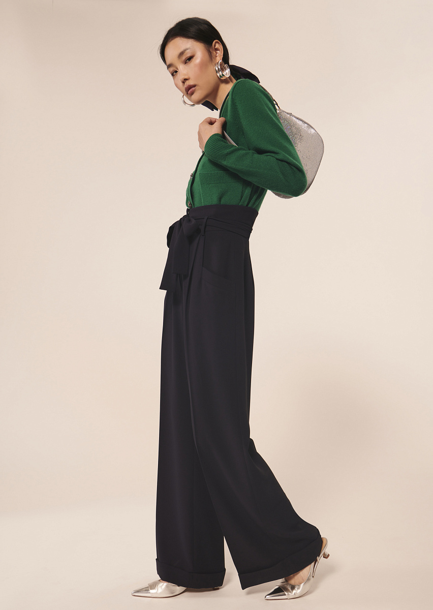 Pyla темно-синие брюки из крепа Pyla темно-синие брюки из крепа