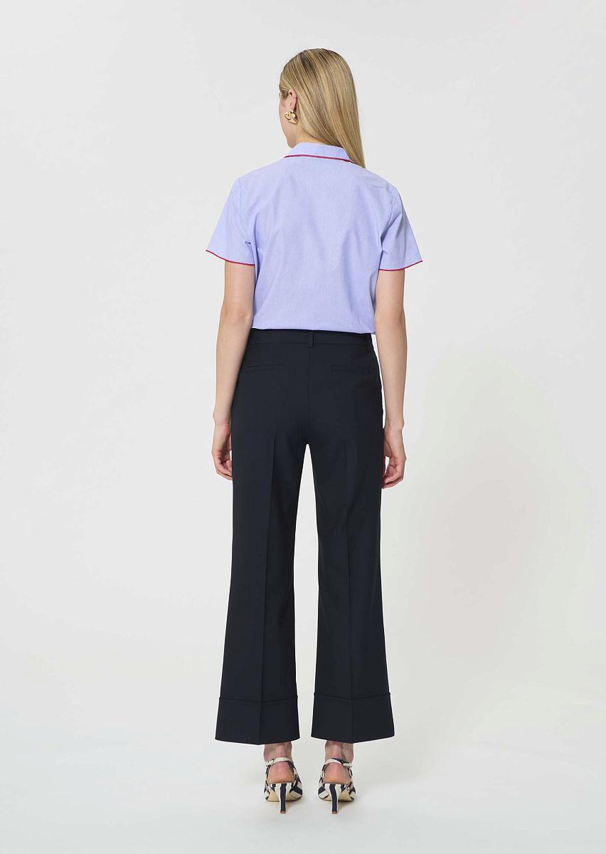 Pierre темно-синие брюки из ткани с зернистой текстурой