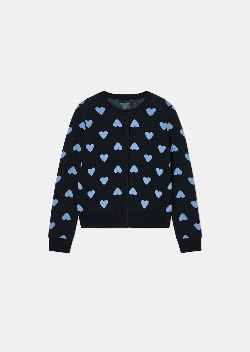 Gilma темно-синий кардиган с узором в виде сердец