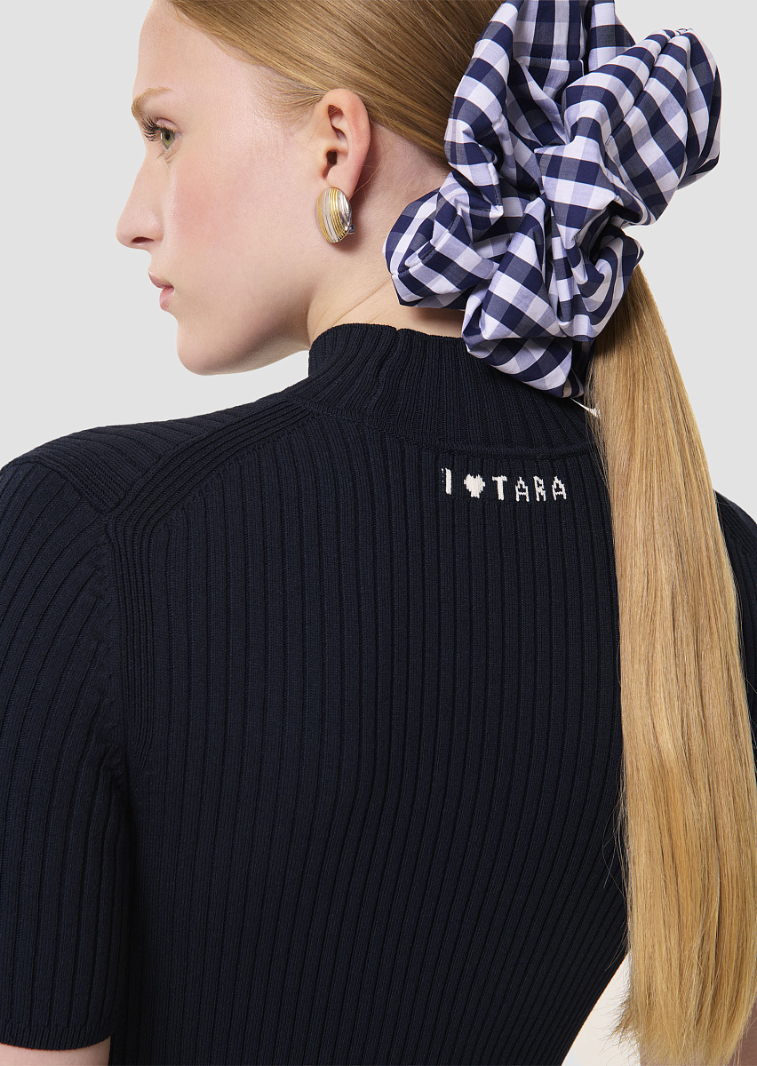 Темно-синий джемпер Perla из трикотажа в рубчик Темно-синий джемпер Perla из трикотажа в рубчик