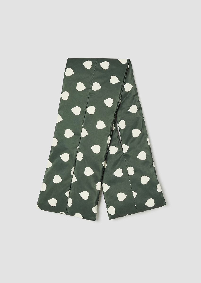 Ethan дутый шарф-пуховик в цвете "английский зеленый" с принтом в виде сердец