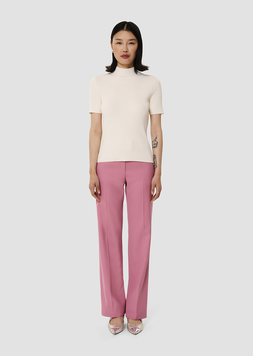 Джемпер Perla из трикотажа в рубчик цвета экрю Джемпер Perla из трикотажа в рубчик цвета экрю