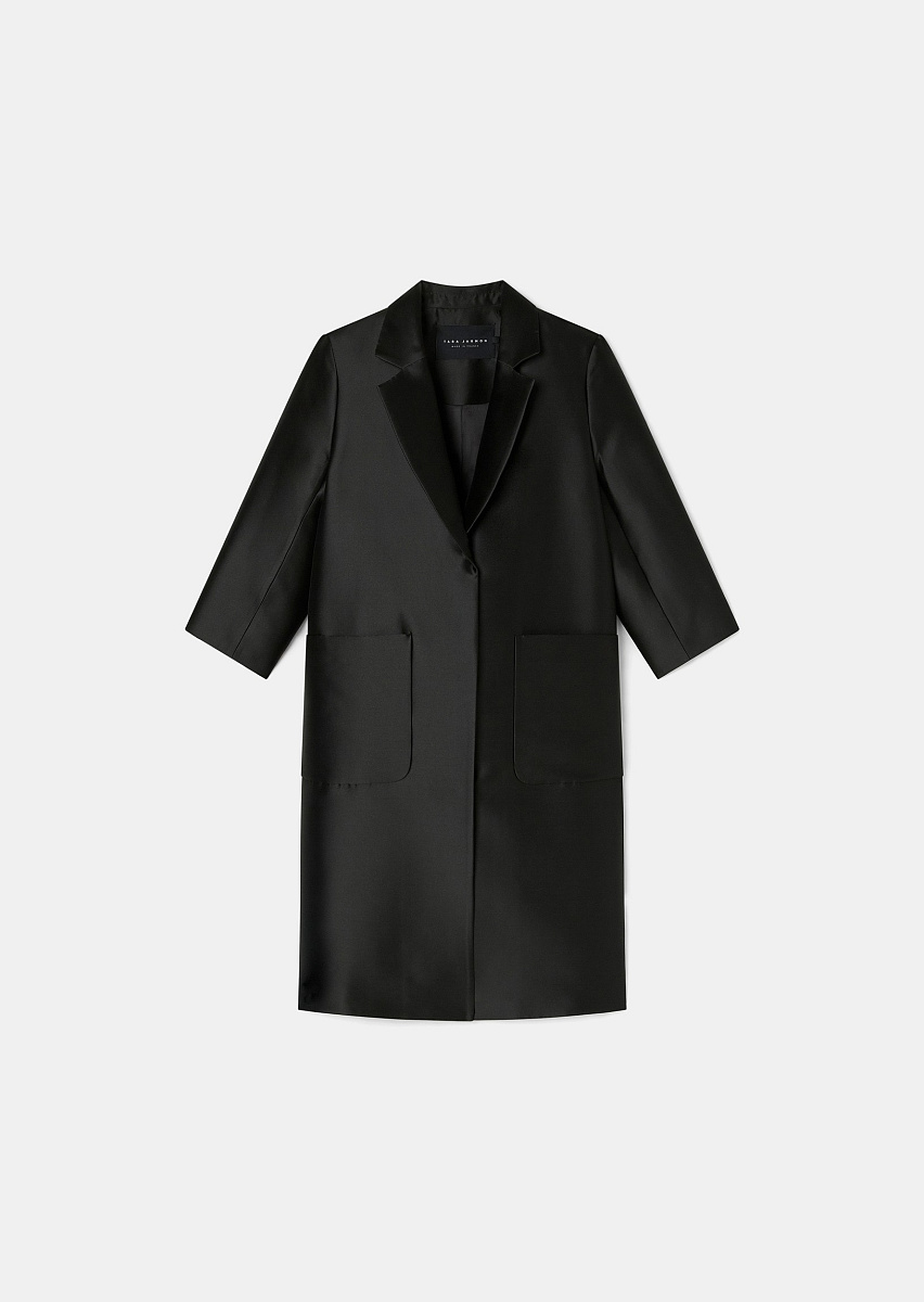 Черное пальто Martin из плотного атласа Черное пальто Martin из плотного атласа