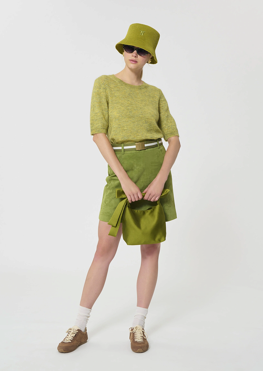 Ponzo легкий мохеровый свитер зеленого цвета с эффектом меланж