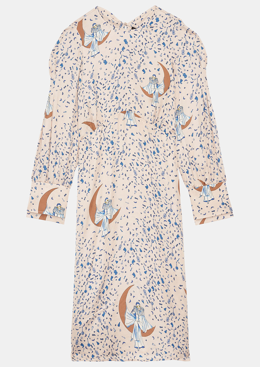 Rana бежевое платье с принтом