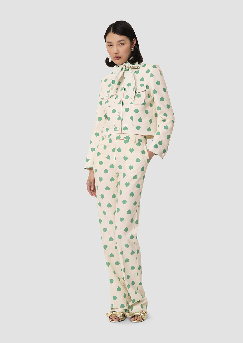 Брюки Poupee с принтом в виде зеленых сердец