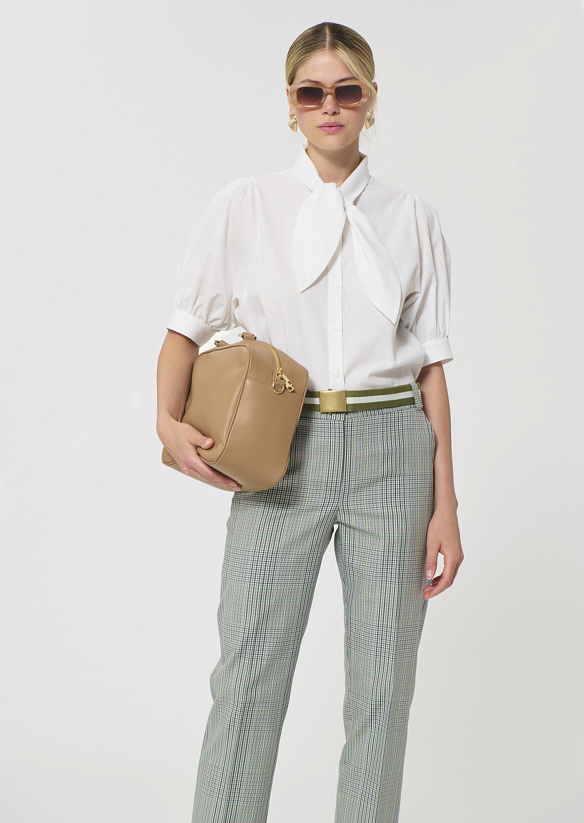 Candyce блуза из ребристого хлопка в цвете экрю