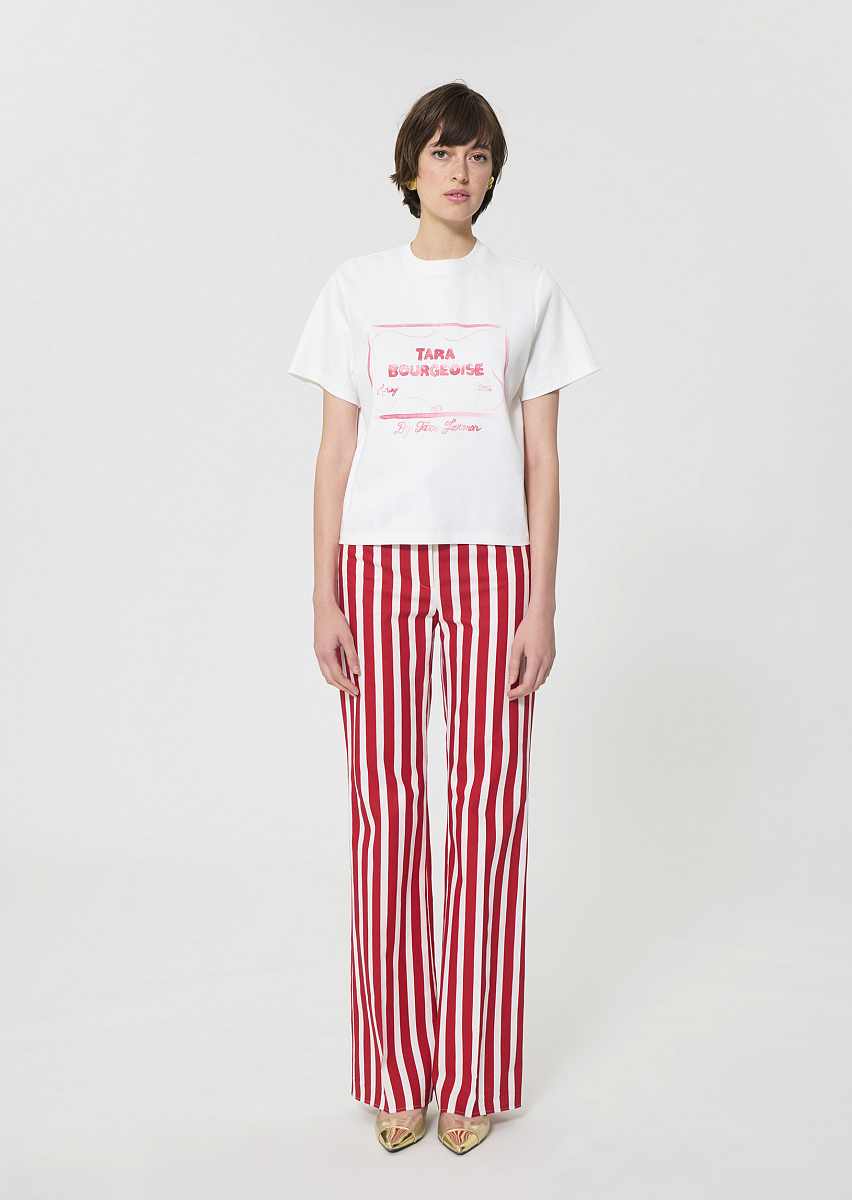 Tarabow белая футболка из хлопка с принтом Tarabow белая футболка из хлопка с принтом