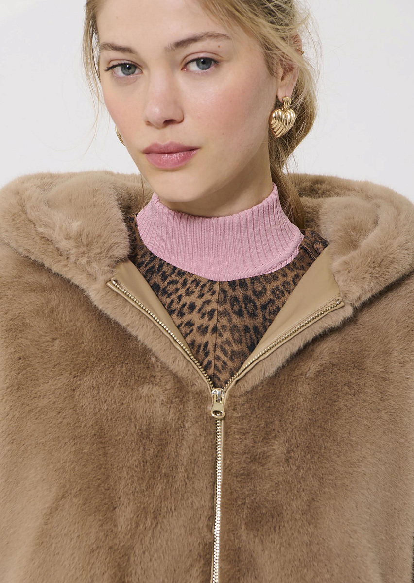 Margaret шуба из искусственного меха в серо-коричневом цвете