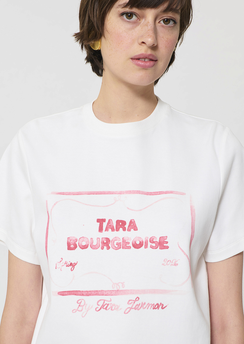 Tarabow белая футболка из хлопка с принтом Tarabow белая футболка из хлопка с принтом