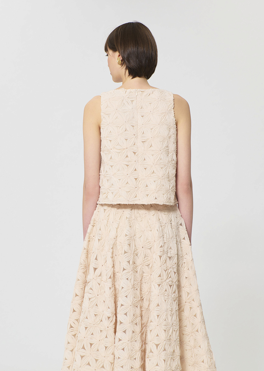 Tulipe бежевый топ с рельефным цветочным узором