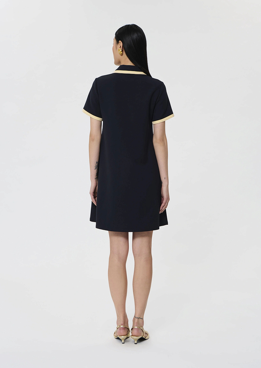 Темно-синее платье Rubina из двойной ткани