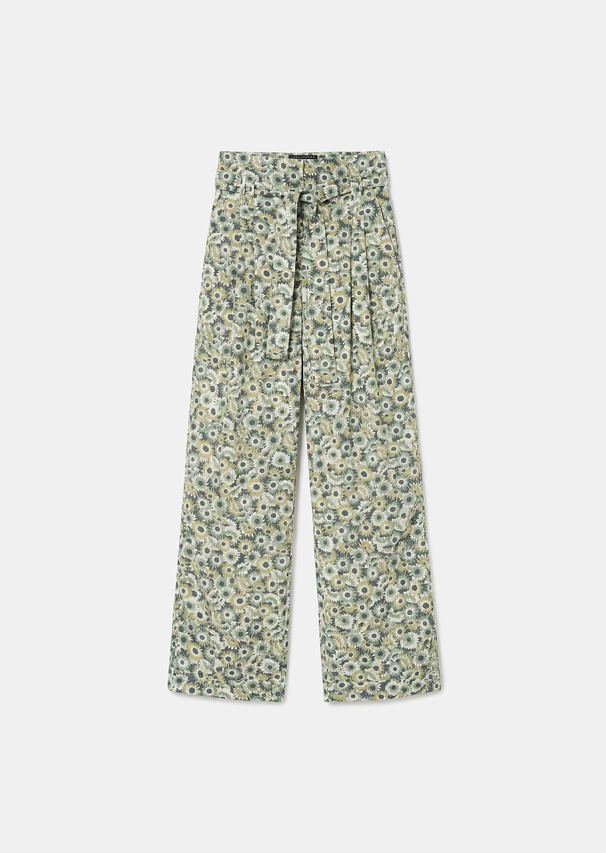 Pia зеленые брюки с цветочным принтом