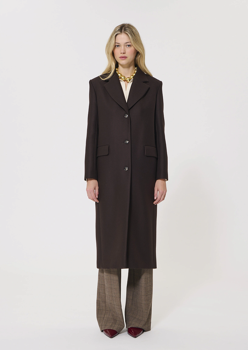 Matthew пальто из шерсти в шоколадном цвете