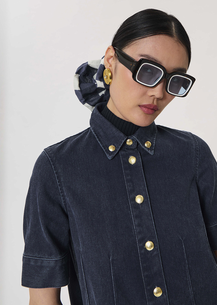 Платье из хлопка темно-синего цвета Riva