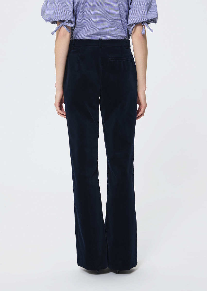 Pitt прямые темно-синие брюки из бархата